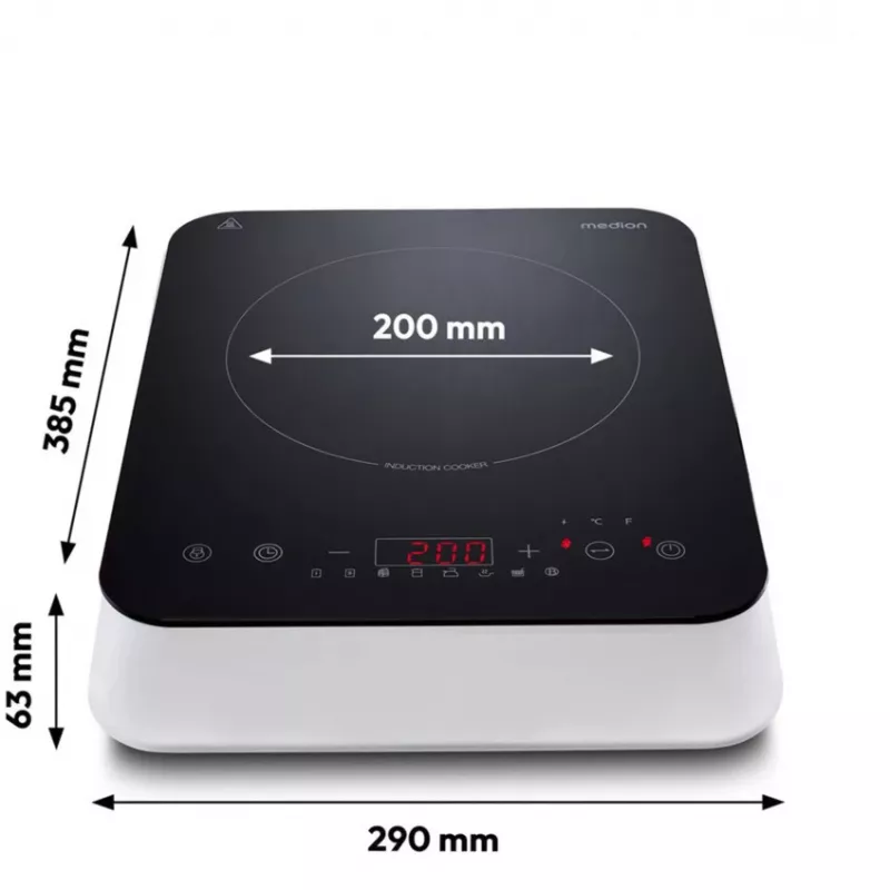 MEDION LIFE Induction Hob MD 18490 (Melns/Balts, 2000 vati)