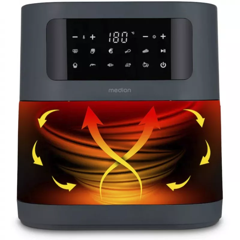 MEDION Life MD 11740 E40 XL gaisa fritieris, pelēks, 2150 W, 5.2 L grozs