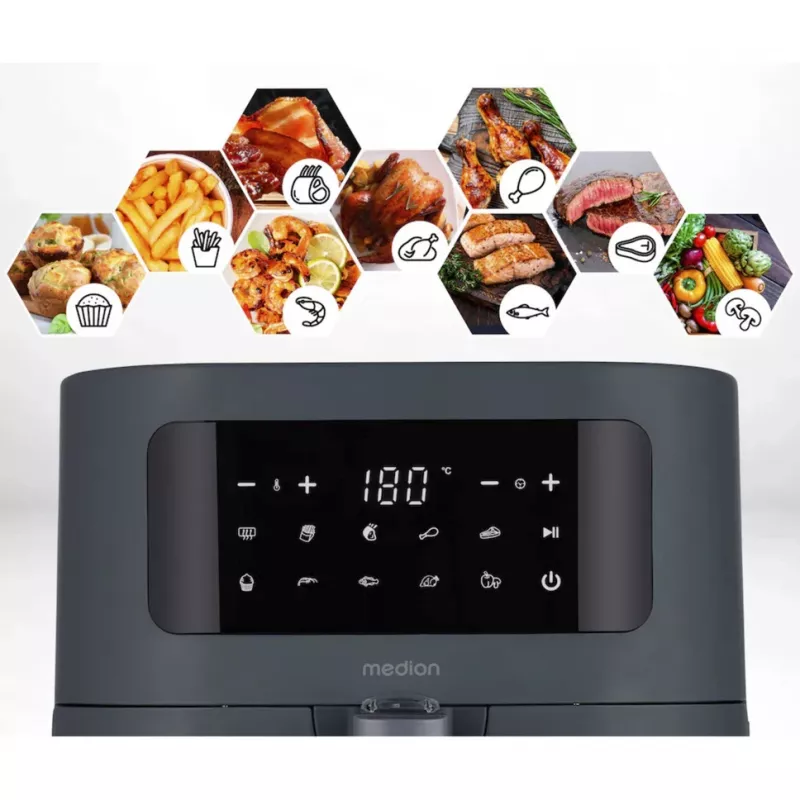 MEDION Life MD 11740 E40 XL gaisa fritieris, pelēks, 2150 W, 5.2 L grozs