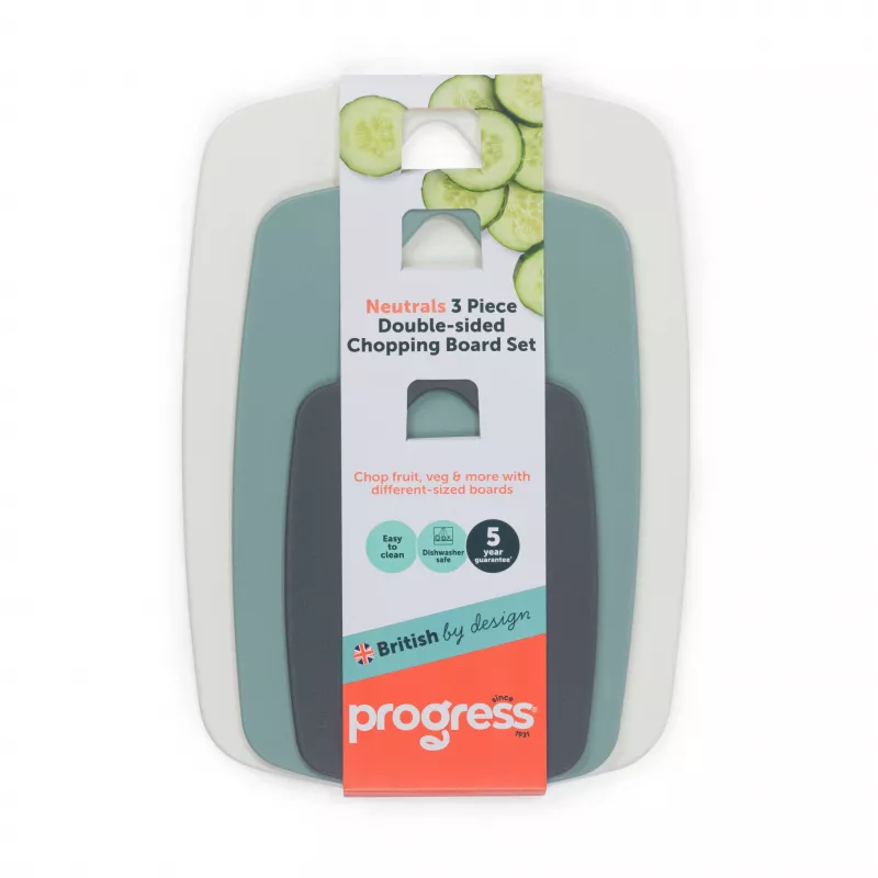 Progress BW13976G Neutrals 3 Piece Double-Sided Chopping Board Set