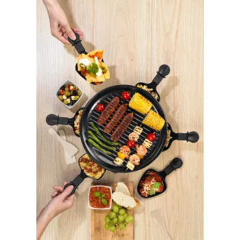 Giles & Posner EK4511GV2VDE Galda Raclette Grils 1200 W 8 personām Melns/Sudrabs