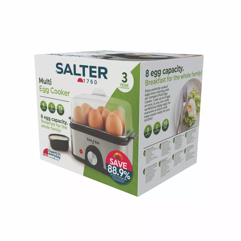 Salter EK6213VDE Multil Egg Cooker - 7 olu ietilpība, 350W, melns/sudrabs
