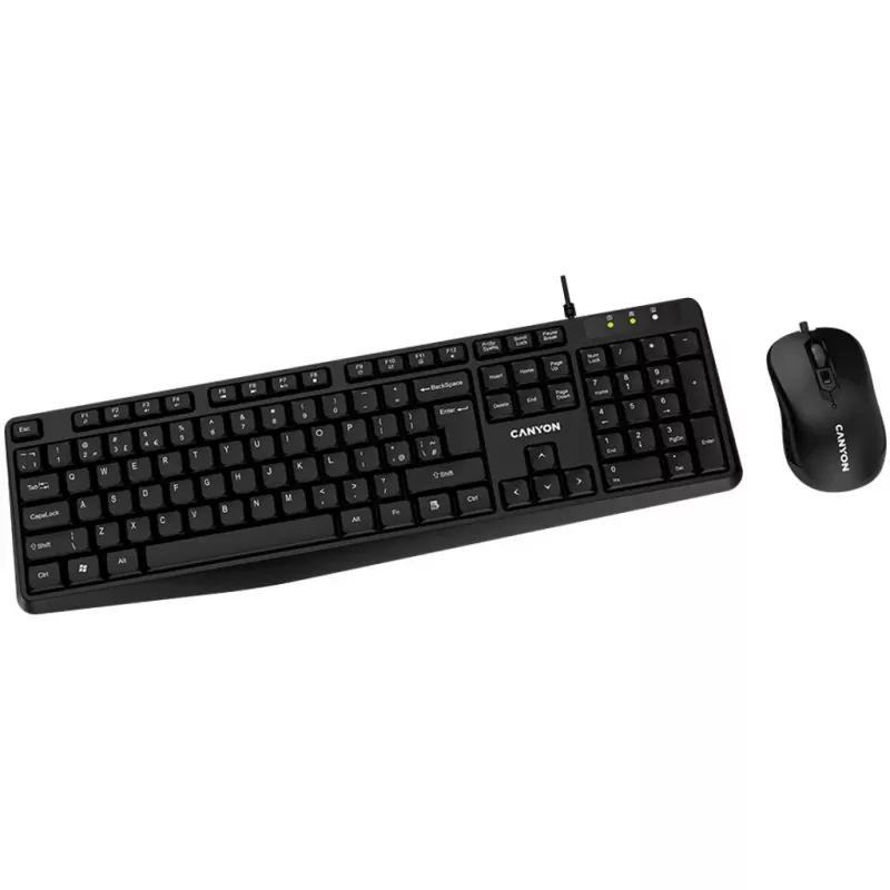 CANYON SET-1 EN Vadu tastatūras un peles komplekts Melns