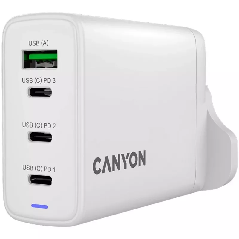 CANYON OnCharge 140 GaN lādētājs 150W Max 3 USB-C + 1 USB-A Balts UK kontaktdakša