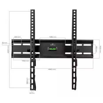KINGMOUNT KG-1004 sagāžams televizora sienas stiprinājums 23-65 collu ekrāniem, VESA no 100x100 līdz 400x400, līdz 45 kg