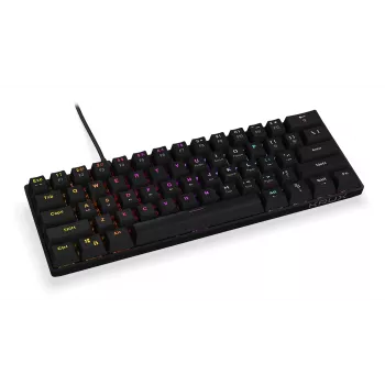 KRUX Qara 60% mehāniskā tastatūra Gateron Yellow RGB USB-C melna