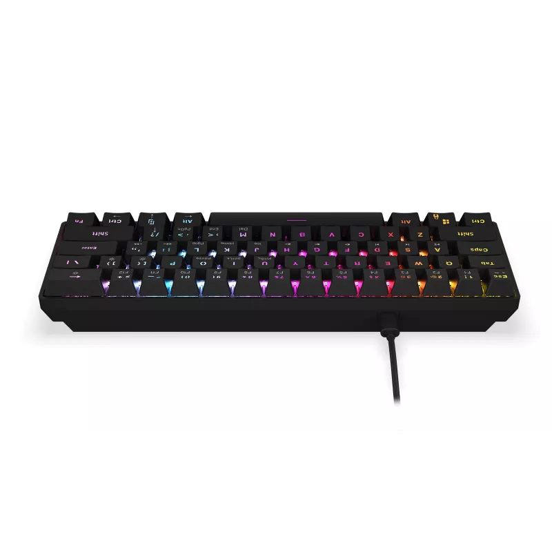 KRUX Qara 60% mehāniskā tastatūra Gateron Yellow RGB USB-C melna