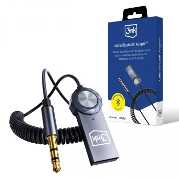3mk Audio Bluetooth Adapter - Bluetooth 5.0 uztvērējs ar 3,5mm AUX, USB-C, 10h akumulators, Melns