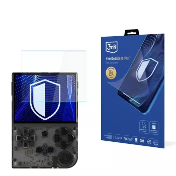 3MK PROTECTION FlexibleGlass Pro ekrāna aizsargs Anbernic RG35XX (3,5 collu) - 0,3 mm hibrīda stikls, 7H cietība, oleofobs pārklājums, bez burbuļiem