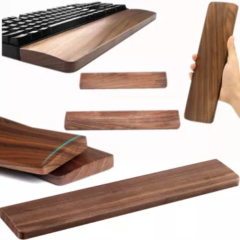 MOZOS KTW2 koka plaukstu balsts pilna izmēra tastatūrām, dabīgs riekstkoks, 44 x 8 x 1,6 cm