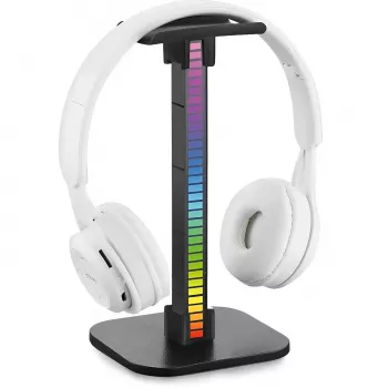 MOZOS D11 RGB LED austiņu statīvs ar USB centrmezglu un audio ligzdu