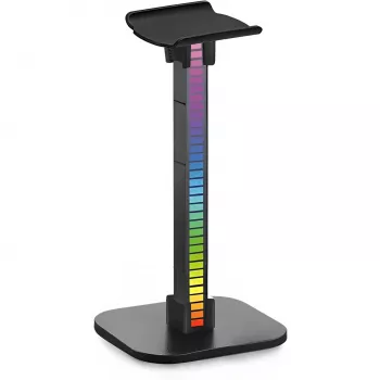 MOZOS D11 RGB LED austiņu statīvs ar USB centrmezglu un audio ligzdu