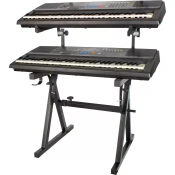 MOZOS KSX4 X-Style Keyboard Stand for Piano, Digital Piano, Keyboard, Steel, Black, Adjustable Height 650-980 mm, Width 300-800 mm, Load Capacity 20 kg, Foldable