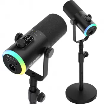 Mozos GM-ONE USB XLR RGB LED Mikrofons Melns