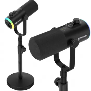 Mozos GM-ONE USB XLR RGB LED Mikrofons Melns