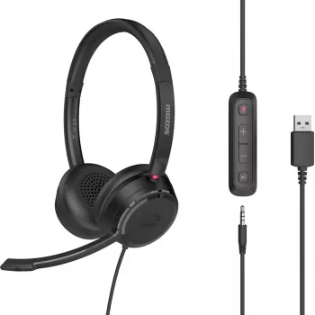 MOZOS KL201 USB austiņas ar mikrofonu, uz auss, melnas