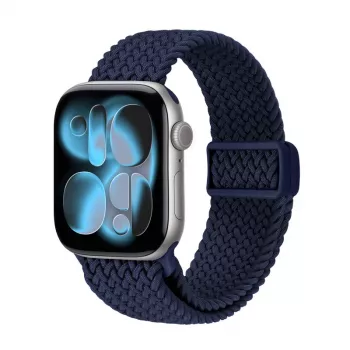Crong Wave Band Pīta Auduma Rokas Siksniņa Apple Watch 38/40/41/42 mm (Navy Blue)