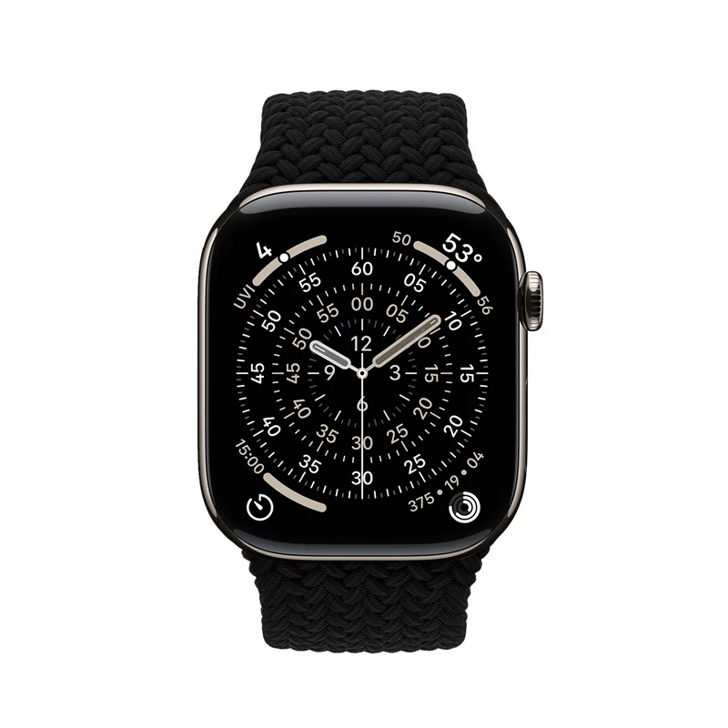 Crong Wave Band Pītā Neilona Rokas Siksniņa Apple Watch 44/45/46/49 mm (Melna)