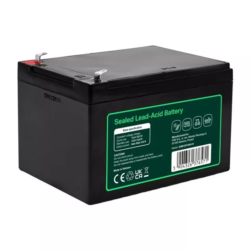 Greencell AGM VRLA 12V 12Ah Apkopes nenesošs akumulators kases aparātiem, rotaļlietām, kamerām (151x98.5x95mm)