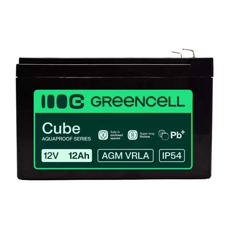 Greencell AGM VRLA 12V 12Ah Apkopes nenesošs akumulators kases aparātiem, rotaļlietām, kamerām (151x98.5x95mm)