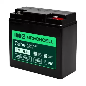 Greencell AGM VRLA 12V 18Ah Apkopes nesaistošs akumulators kases aparātiem, rotaļlietām, kamerām (181x77x167mm)