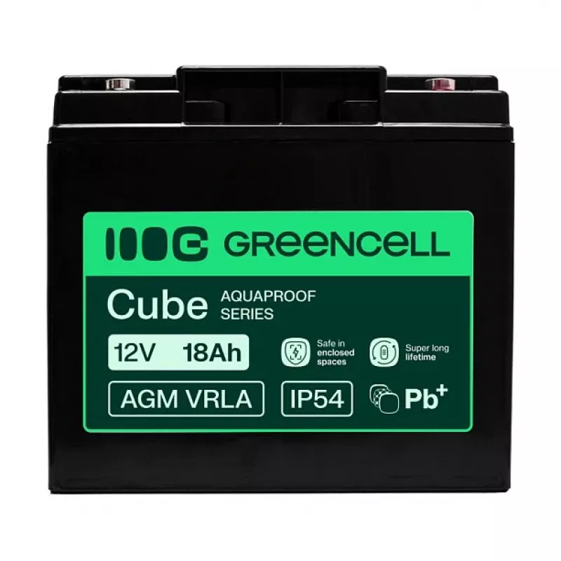 Greencell AGM VRLA 12V 18Ah Apkopes nesaistošs akumulators kases aparātiem, rotaļlietām, kamerām (181x77x167mm)