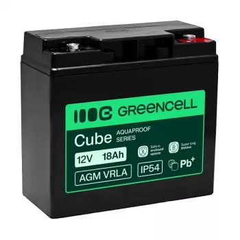 Greencell AGM VRLA 12V 18Ah Apkopes nesaistošs akumulators kases aparātiem, rotaļlietām, kamerām (181x77x167mm)