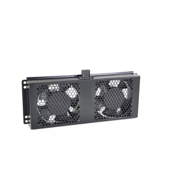 RACKTEL RL-WE602 1U 19 collu ventilatora panelis ar 2 aksiālajiem ventilatoriem, 230V maiņstrāva, melns