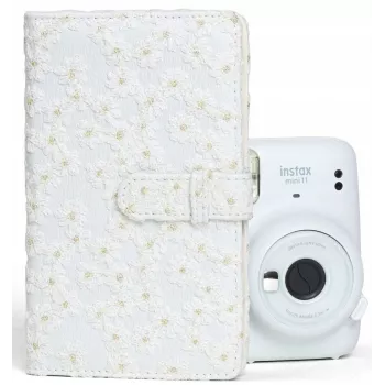 LOVEINSTANT Fotoalbums Fujifilm Instax Mini / Xiaomi / Polaroid / Canon / HP / Kodak - Balts izšūts