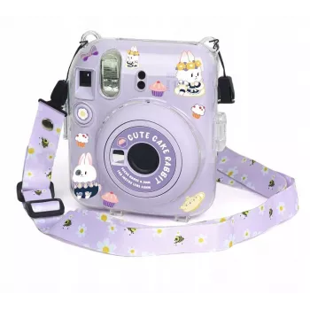 LOVEINSTANT Maciņš Fujifilm Instax Mini 12 - Salds Trusis Dizains ar Uzlīmēm