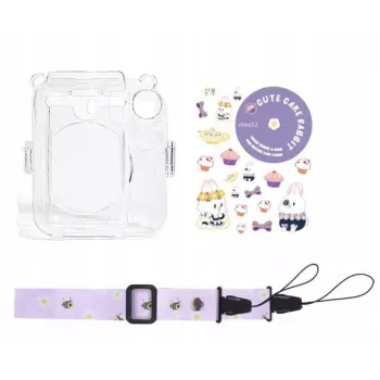 LOVEINSTANT Maciņš Fujifilm Instax Mini 12 - Salds Trusis Dizains ar Uzlīmēm