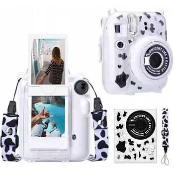 LOVEINSTANT Maciņš Fujifilm Instax Mini 12 ar uzlīmēm - Govs raksts