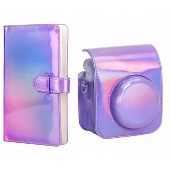 LOVEINSTANT Case Cover for Fujifilm Instax Mini 12 + Photo Album for 96 Photos / Sparkle Purple