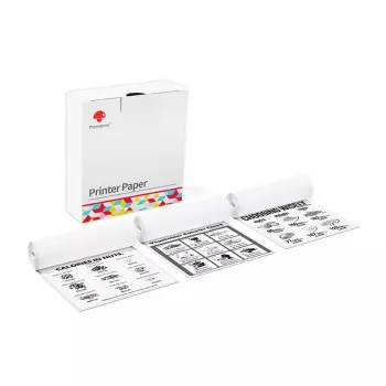 Phomemo 3x Pašlīmējošā uzlīmju papīra ruļļi balti 110mm Phomemo M832 M04S M04AS / Q22-RMS10-107