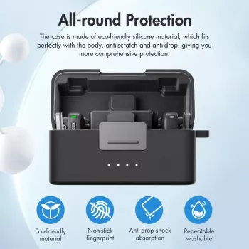 PULUZ Silicone Protective Cover for DJI Mic Mini Charging Case - Black