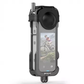 PULUZ rāmja stiprinājuma aizsargmaciņš ar 2x aukstās kurpes stiprinājumiem un objektīva vāciņu Insta360 X4 (PU981B)