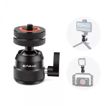 PULUZ Lodveida galva kamerai 3D 1/4 inch vītne 2x Cold Shoe ISO līdz 3kg PU1057B