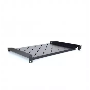 RACKTEL RL-PD600S 1U 19 collu priekšējā montāžas plaukta kronšteins, 600 mm dziļums, 20 kg kravnesība, melns (RAL 9005)