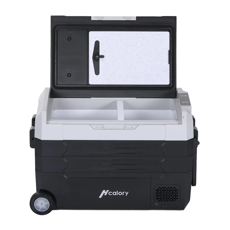 HCALORY D55M+ Auto dzesētājs ar Bluetooth, 55L, kompresors, -20°C līdz +20°C, DC 12V/24V, AC 100-240V, Melns