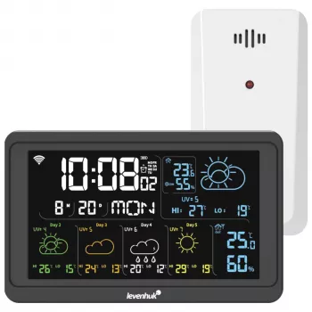 Levenhuk Wezzer PLUS LP80 Weather Station with Color LCD Display, Wireless Sensor, Black