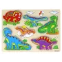 LEAN TOYS Koka 3D Puzle Bērniem Loģikas Spēle Dinozauri Puzle 11 Gabali