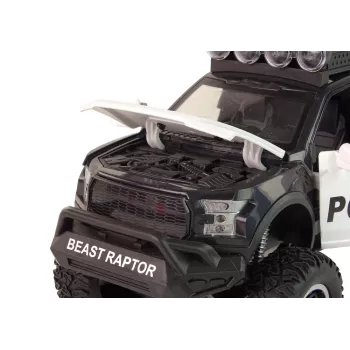 LEAN TOYS Bezceļu transportlīdzeklis Raptor Police ar atveramām durvīm, skaņu un gaismu