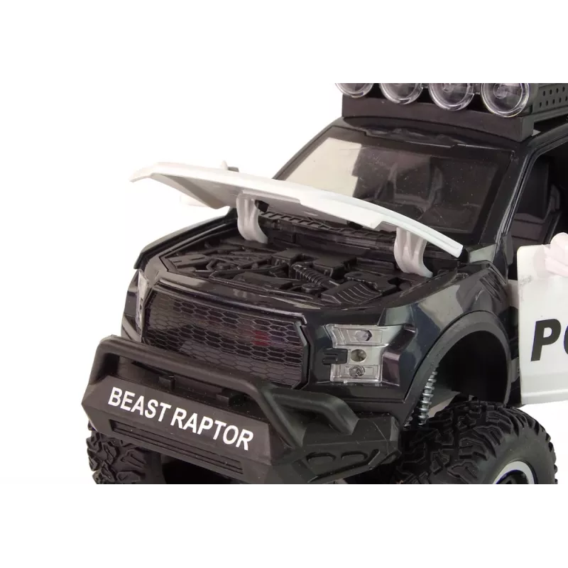 LEAN TOYS Bezceļu transportlīdzeklis Raptor Police ar atveramām durvīm, skaņu un gaismu