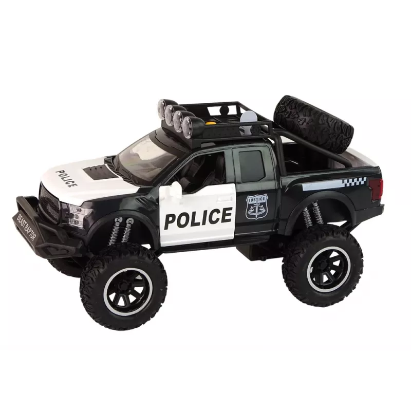 LEAN TOYS Bezceļu transportlīdzeklis Raptor Police ar atveramām durvīm, skaņu un gaismu