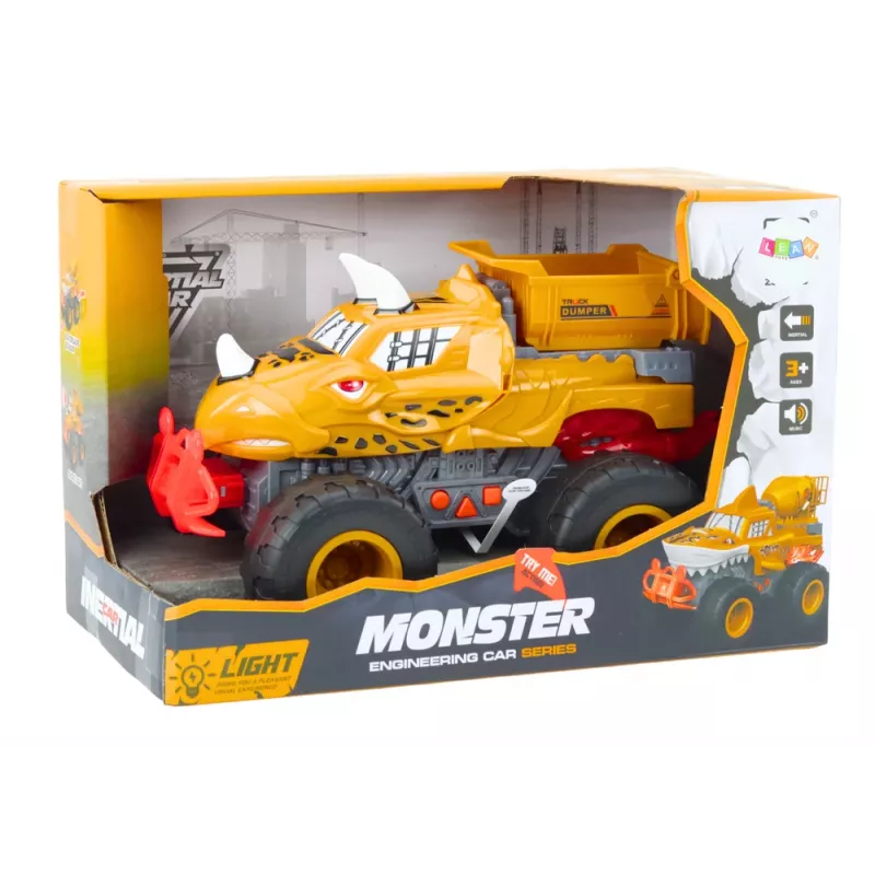 LEAN TOYS Bezceļu Auto Dinozaurs Berzes Piedziņas Pašizgāzējs Oranžs