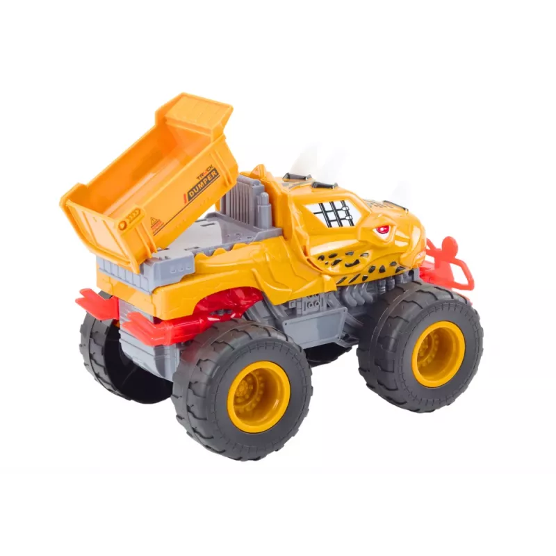 LEAN TOYS Bezceļu Auto Dinozaurs Berzes Piedziņas Pašizgāzējs Oranžs