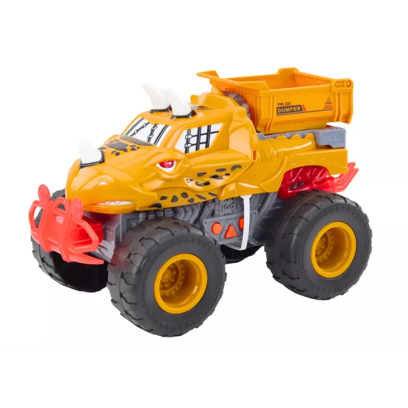 LEAN TOYS Bezceļu Auto Dinozaurs Berzes Piedziņas Pašizgāzējs Oranžs