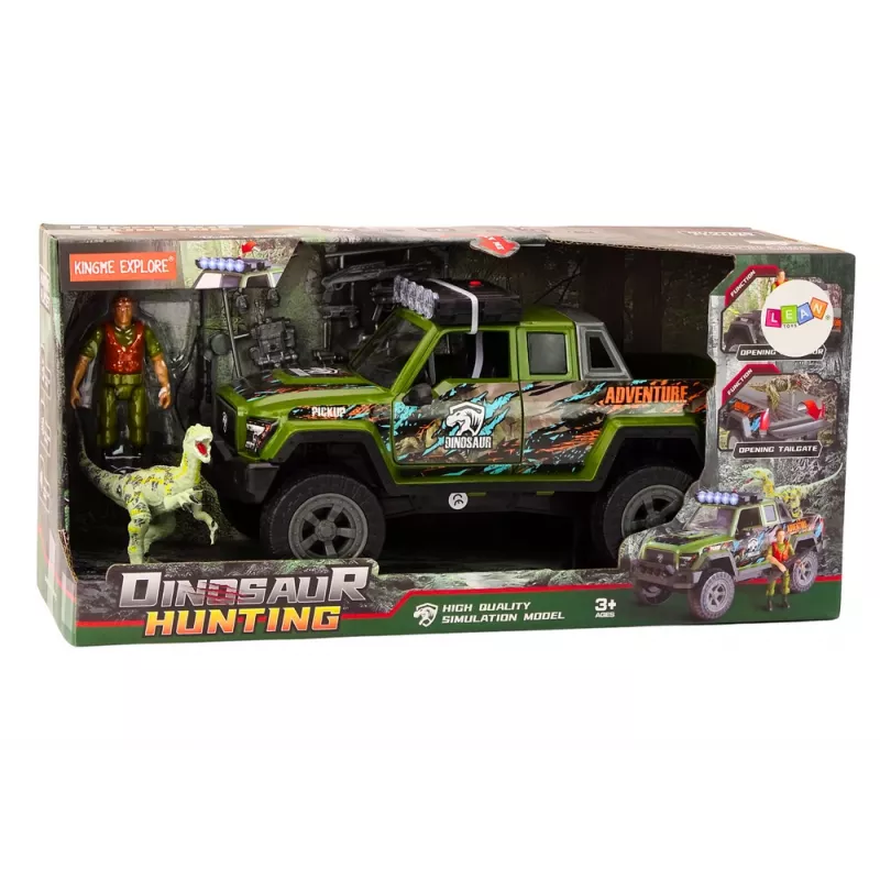 LEAN TOYS Apvidus Medību Auto Mednieks Dinozaurs Gaismas Skaņas Zaļš