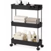 LEAN Multifunctional Mobile Shelf 3 Shelves on Wheels Black