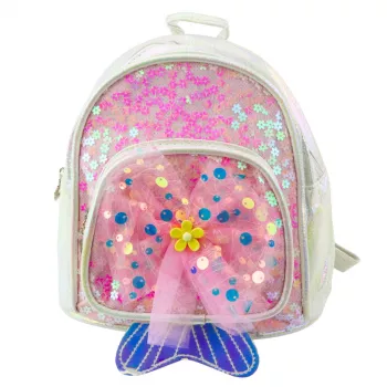 LEAN Children's Backpack Sequins Tulle Bow White 20cm 3.8L